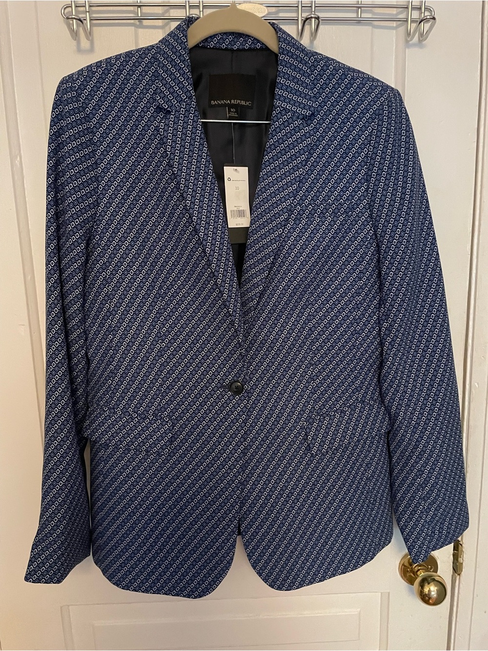 Banana Republic NWT Blue Patterned Single-Button Blazer
